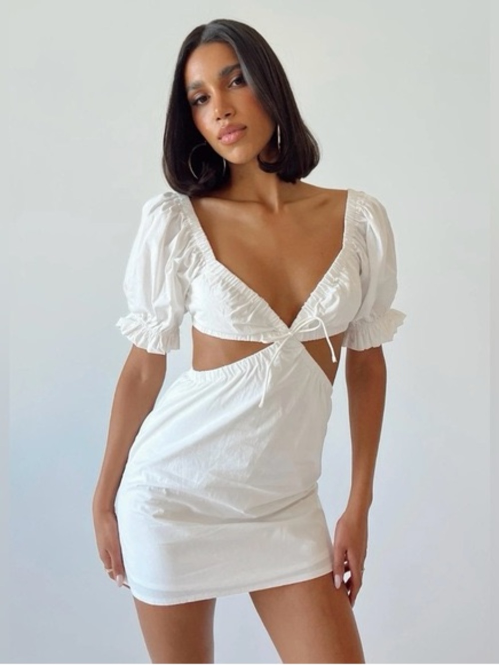Princess Polly White Cutout Puff-Sleeve Mini Dress